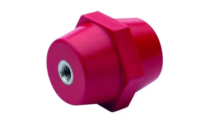 Izolator wsporczy, gwint M10, wysokość 70 mm, czerwony, Polyester, 4 szt. BM QHEP07010 1