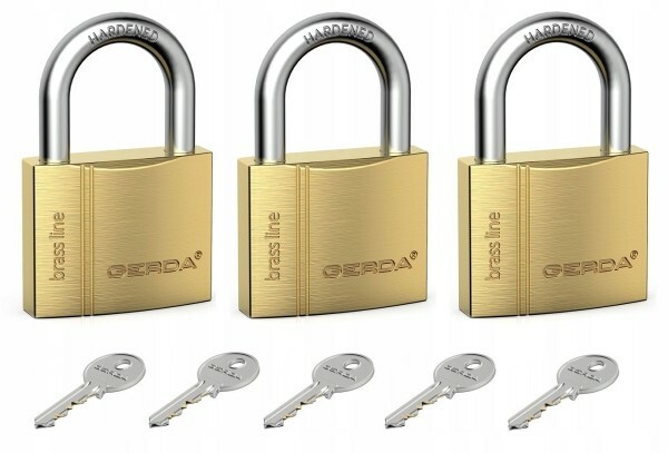 Kłódki mosiężne zatrzaskowe kpl 3 szt Gerda brass line KMZ 40 1
