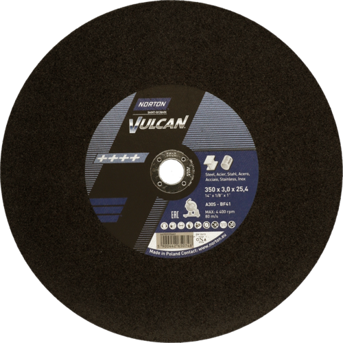 Tarcza do cięcia metalu 350x3x25,4 Vulcan płaska Norton 66252925462 1