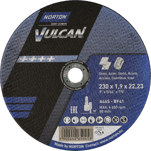 Tarcza do cięcia metalu 230x1,9x22,23 Vulcan płaska Norton 66252925436 1
