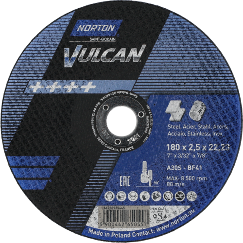 Tarcza do cięcia metalu 180x2,5x22,23 Vulcan płaska Norton 66252925445 1