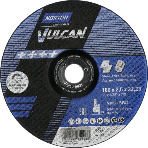 Tarcza do cięcia metalu 180x2,5x22,23 Vulcan wypukła Norton 66252925492 1