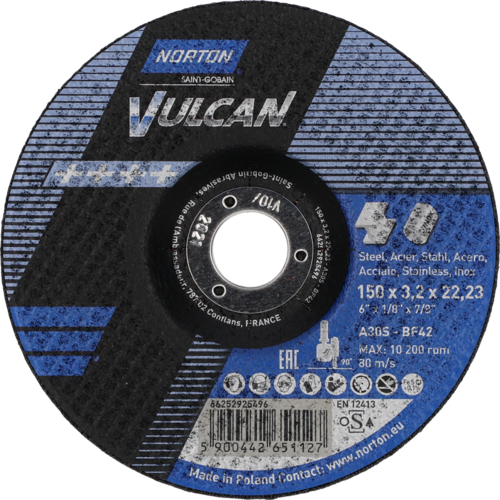 Tarcza do cięcia metalu 150x3,2x22,23 Vulcan wypukła Norton 66252925496 1