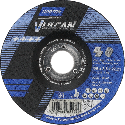 Tarcza do cięcia metalu 125x2,5x22,23 Vulcan wypukła Norton 66252925491 1