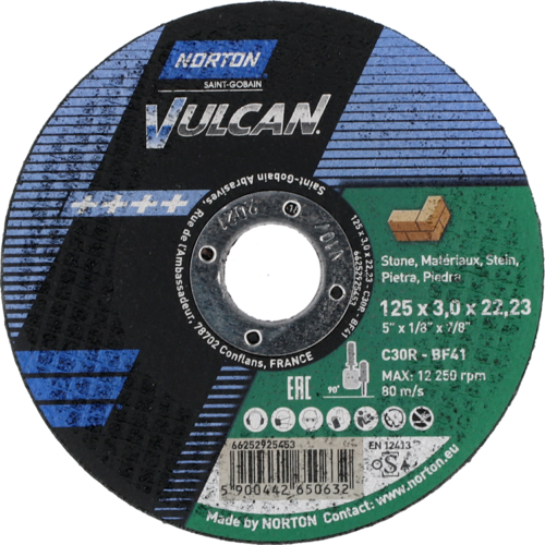 Tarcza do cięcia betonu 125x3x22,23 Vulcan płaska Norton 66252925453 1