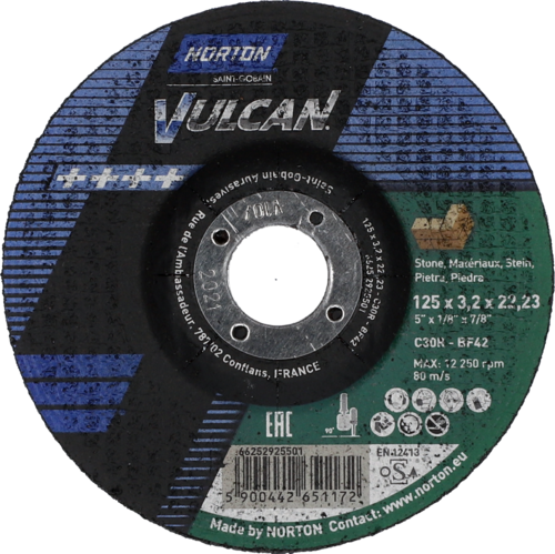 Tarcza do cięcia betonu 125x3,2x22,23 Vulcan wypukła Norton 66252925501 1