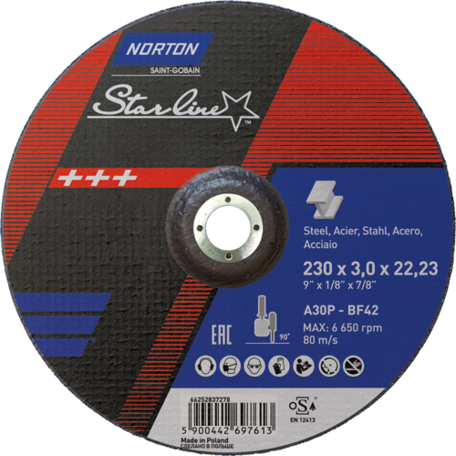 Tarcza do cięcia metalu 230x3x22,23 Starline wypukła Norton 66252837278 1