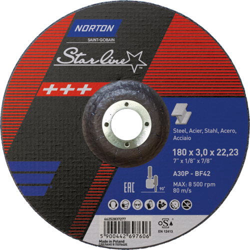 Tarcza do cięcia metalu 180x3x22,23 Starline wypukła Norton 66252837277 1