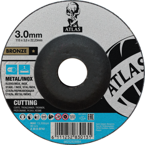 Tarcza do cięcia metalu 115x3x22,23 Bronze płaska Atlas 66252828884 1
