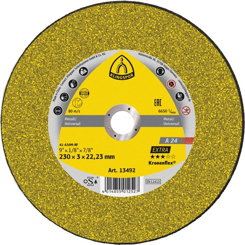 Tarcza do cięcia metalu 230x3x22,23 A 24 Extra wypukła Klingspor 231888 1