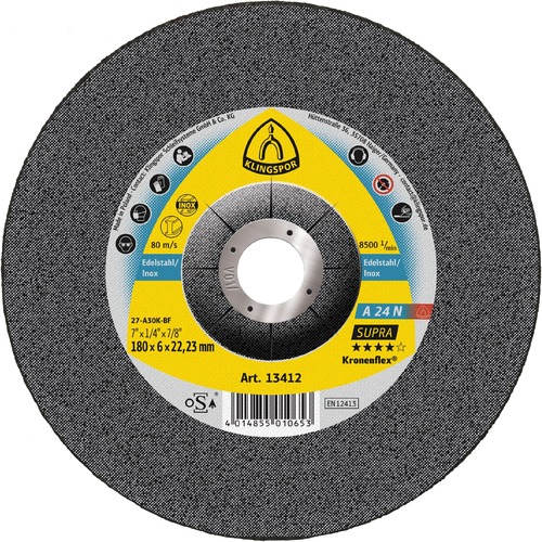 Tarcza do szlifowania metalu 115x6x22,23 A 24 N Supra wypukła Klingspor 2923 1