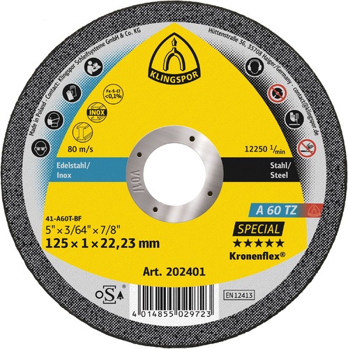 Tarcza do cięcia metalu 115x1x22,23 A 60 TZ Special płaska Klingspor 202400 1