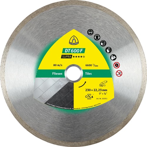 Tarcza diamentowa 230x1,9x22,23 płytki ceramiczne DT 600 F Supra Klingspor 325372 1