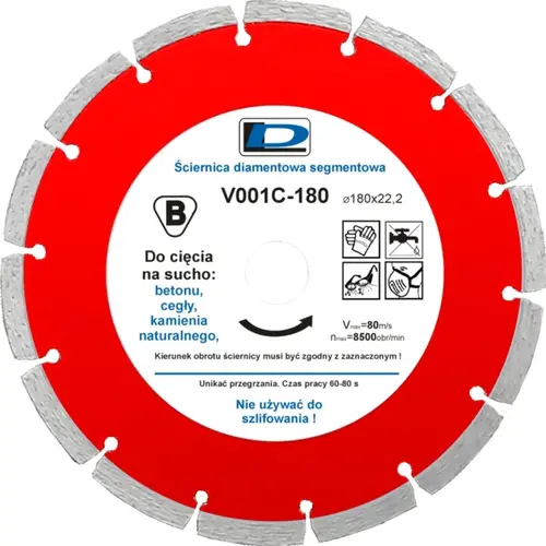 Ściernica diamentowa segmentowa 180x2,5x22,2 DL V001C  1