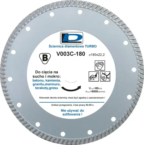 Ściernica diamentowa 180x3x22,2 DL TURBO V003C  1
