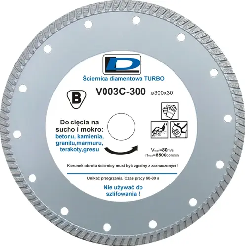 Ściernica diamentowa 300x4x30 DL TURBO V003C 1
