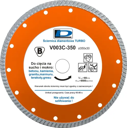 Ściernica diamentowa 350x4,5x30 DL TURBO V003C  1