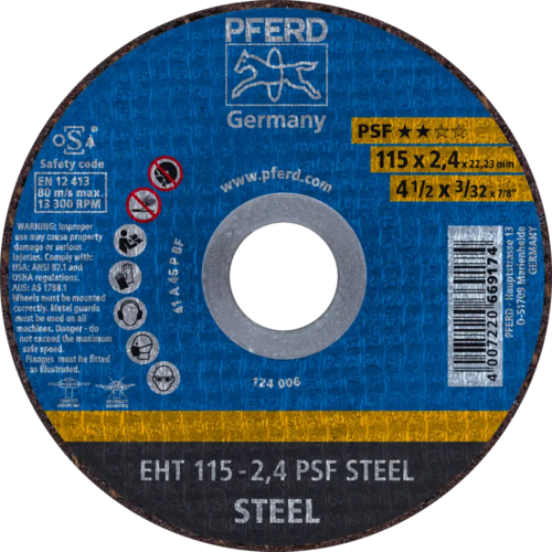 Tarcza do cięcia metalu 115x2,4x22,23 PSF STEEL płaska Pferd 61730026 1