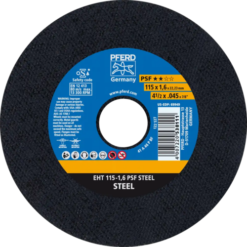 Tarcza do cięcia metalu 115x1,6x22,23 PSF STEEL płaska Pferd 61730021 1