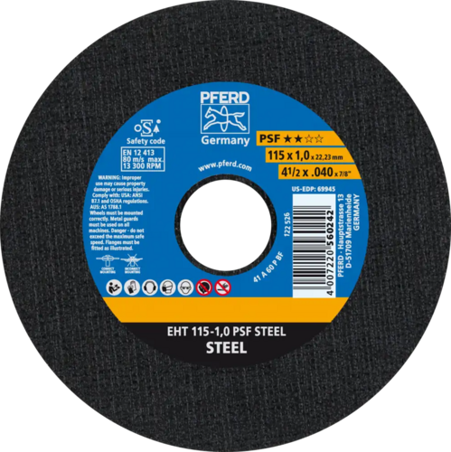Tarcza do cięcia metalu 115x1x22,23 PSF STEEL płaska Pferd 61730010 1