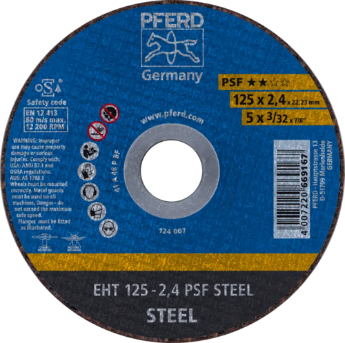 Tarcza do cięcia metalu 125x2,4x22,23 PSF STEEL płaska Pferd 61719026 1