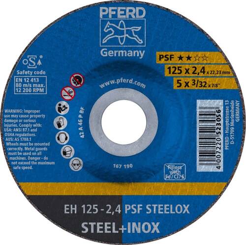 Tarcza do cięcia metalu 125x2,4x22,23 PSF STEELOX wypukła Pferd 61720326 1
