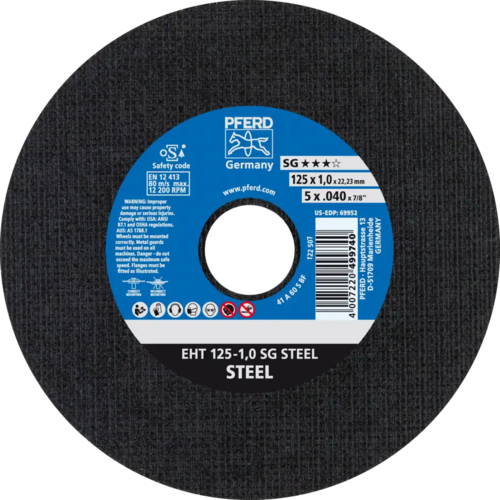 Tarcza do cięcia metalu 125x1x22,23 SG STEEL płaska Pferd 61341082 1