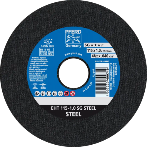Tarcza do cięcia metalu 115x1x22,23 SG STEEL płaska Pferd 61340382 1