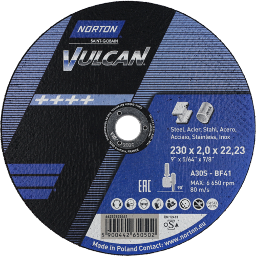 Tarcza do cięcia metalu 230x2x22,23 Vulcan płaska Norton 66252925441 1