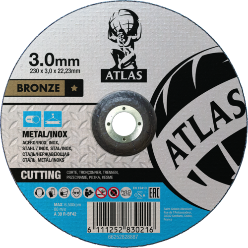 Tarcza do cięcia metalu 230x3x22,23 Bronze płaska Atlas 66252828887 1
