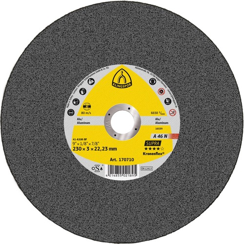 Tarcza do cięcia aluminium 230x3x22,23 A 46 N Supra wypukła Klingspor 170710 1