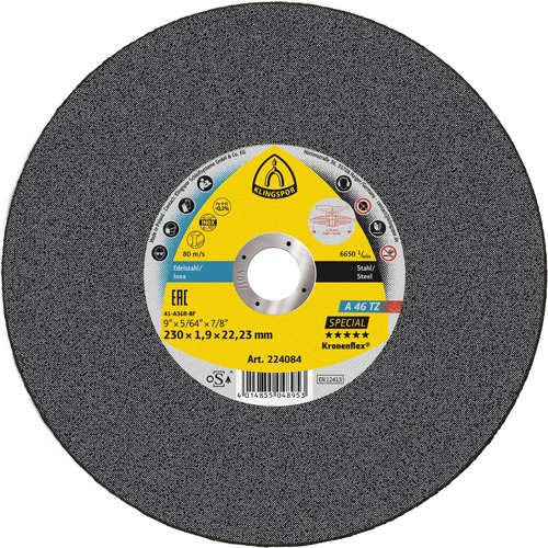 Tarcza do cięcia metalu 230x1,9x22,23 A 46 TZ Special płaska Klingspor 265044 1