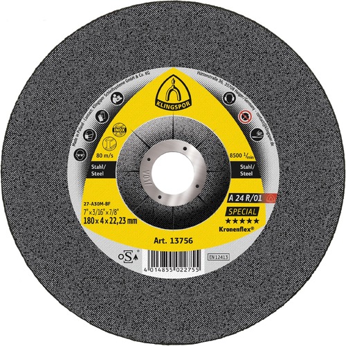 Tarcza do cięcia metalu 125x4x22,23 A 24 R/01 Special wypukła Klingspor 130825 1