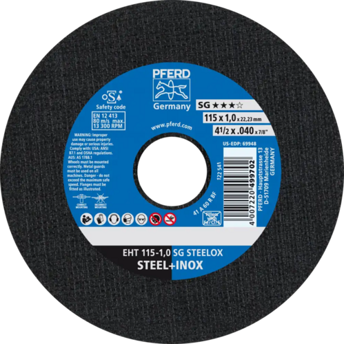 Tarcza do cięcia metalu 115x1x22,23 SG STEELOX płaska Pferd 61340412 1