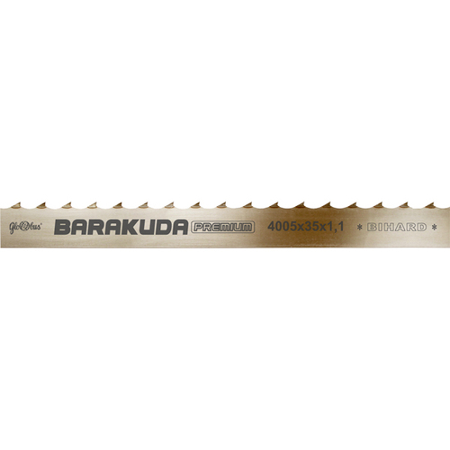 Piła taśmowa BARAKUDA Premium /HOR/ 4005x35x1,1/22 do cięcia drewna świeżego na trakach taśmowych GLOBUS 1
