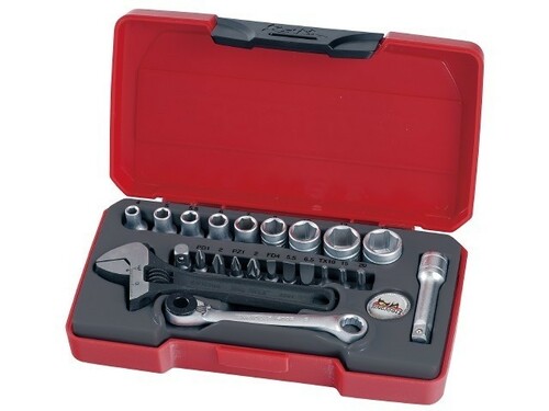 Zestaw kluczy nasadowych z chwytem kwadratowym 1/4'' Teng Tools T1423 1