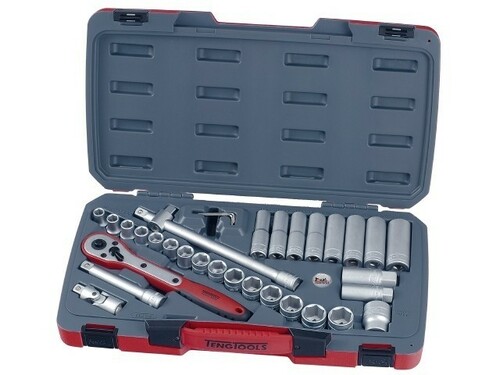 34-elementowy zestaw kluczy nasadowych z chwytem kwadratowym 1/2''. Teng Tools M1234 1