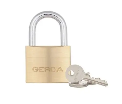 Kłódka pałąkowa mosiężna, system 1-go klucza BRASS LINE KMZ S30  1