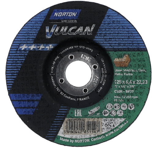 Tarcza do szlifowania betonu 125x6,4x22,23 Vulcan wypukła Norton 66252925534 1