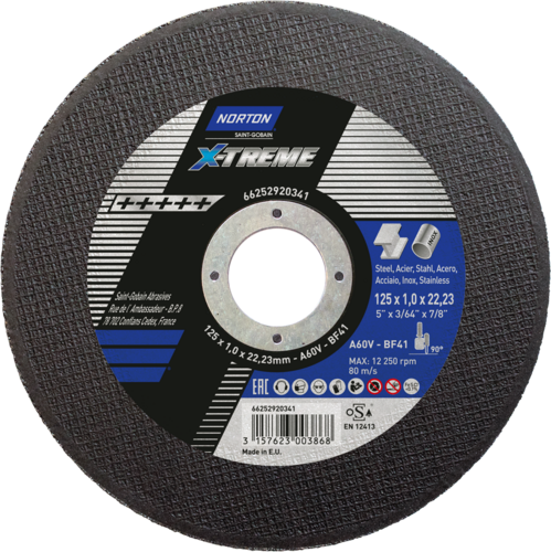 Tarcza do cięcia metalu 125x1x22,23 X-Treme płaska Norton 66252920341 1