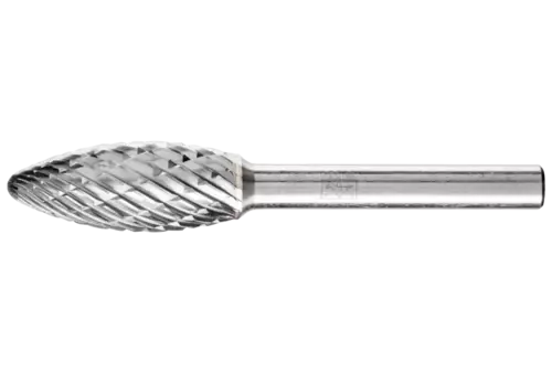 Wysokowydajny trzpień frezarski ze stopów twardych ALLROUND kształt płomienia B Ø 12 × 30 mm trzpień Ø 6 mm uniwersalne grube 1