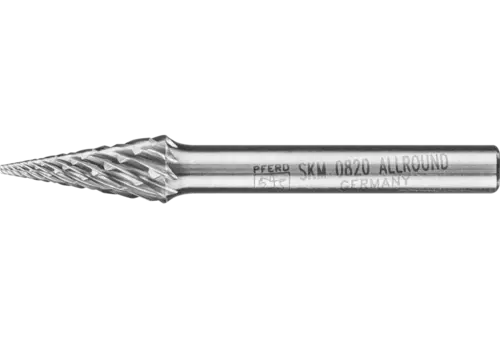 Wysokowydajny trzpień frezarski ze stopów twardych ALLROUND kształt ostrostożkowy SKM Ø 08x20 mm trzonek Ø6mm uniwersalny 1