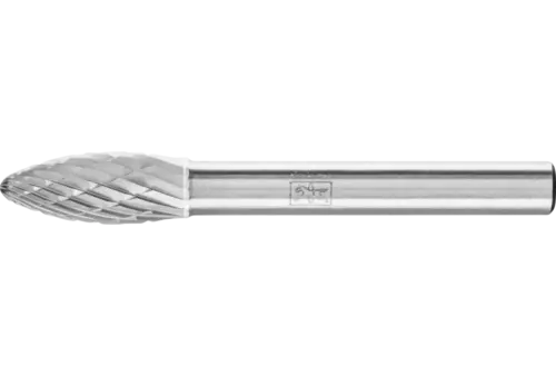 Trzpień frezarski ze stopów twardych kształt płomienia B Ø 08 × 20 mm trzpień Ø 6 mm Z3P uniwersalne średnie krzyżowe 1