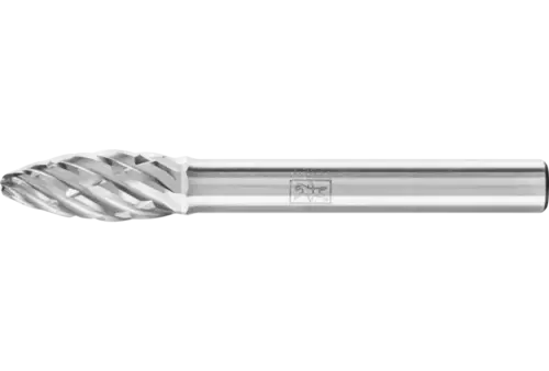 Wysokowydajny trzpień frezarski ze stopów twardych STEEL kształt płomienia B Ø 08 × 20 mm trzpień Ø 6 mm do stali 1