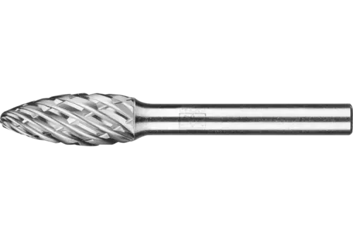 Wysokowydajny trzpień frezarski ze stopów twardych STEEL kształt płomienia B Ø 10 × 25 mm trzpień Ø 6 mm do stali 1