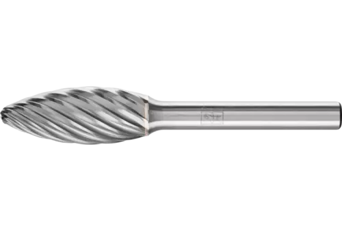 Wysokowydajny trzpień frezarski ze stopów twardych INOX kształt płomienia B Ø 12 × 30 mm trzpień Ø 6 mm do stali nierdzewnej 1