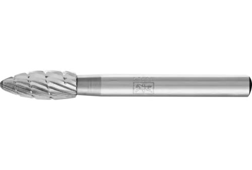 Trzpień frezarski HSS o kształcie płomienia B Ø 08 × 20 mm trzpień Ø 6 mm Z 3 uzębienie uniwersalne średnio drobne 1