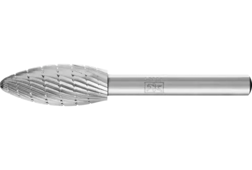 Trzpień frezarski HSS o kształcie płomienia B Ø 12 × 30 mm trzpień Ø 6 mm Z 3 uzębienie uniwersalne średnio drobne 1
