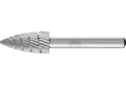 Trzpień frezarski HSS o kształcie pocisku K Ø 12 × 25 mm trzpień Ø 6 mm Z 3 uzębienie uniwersalne średnio drobne 1