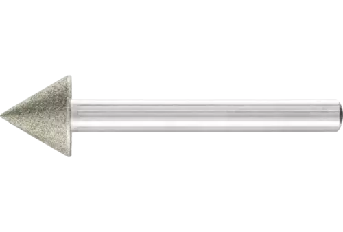 Diamentowa ściernica trzpieniowa iglica Ø 15 × 60° trzpień Ø 6 mm D126 (środek) do fazowania / usuwania gratów / obniżania 1
